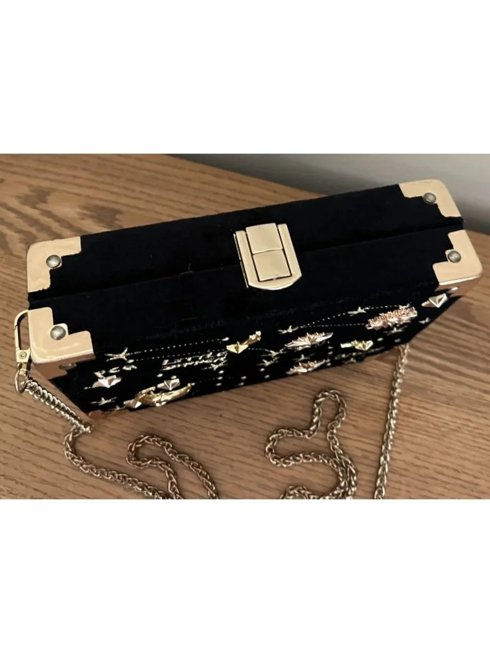 Velvet Evening Clutch Bag Celestial Star Moon Dipper Embroidery Crossbody Purse